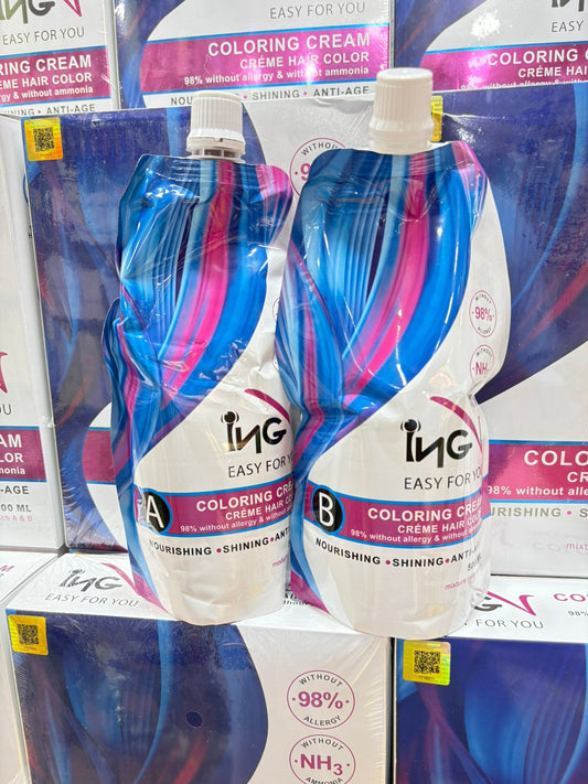 ING Coloring Cream Natural Black - 98% Allergy Free | Italy