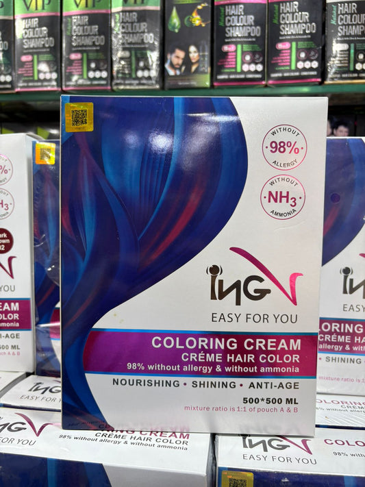 ING Coloring Cream Natural Black - 98% Allergy Free | Italy